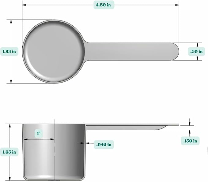 1/4 Cup (4 Tablespoon | 2 Oz. | 60 mL) Long Handle Scoop for Measuring Coffee, Pet Food, Grains, Protein, Spices and Other Dry Goods (Pack of 5)