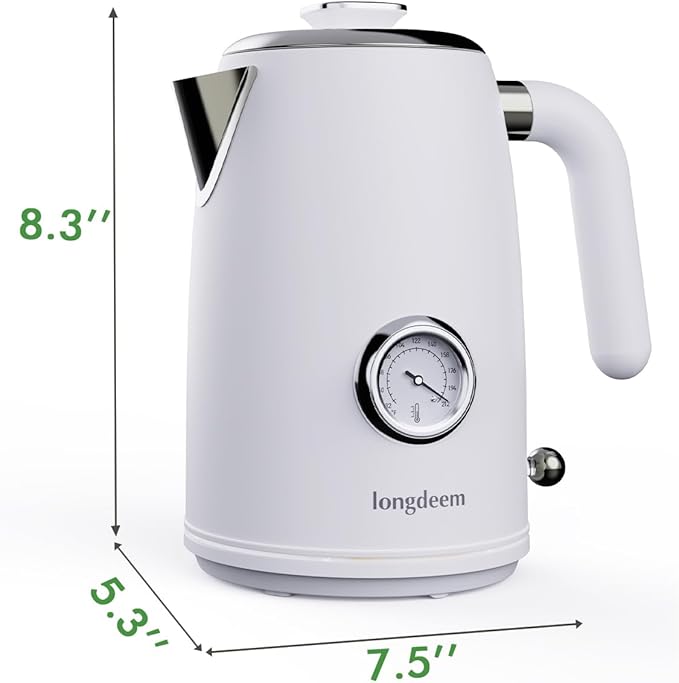LONGDEEM 1L Small Electric Kettles Stainless Steel, Portable Travel Mini Hot Water Boiler Heater, Cool Touch Teapot, Auto Shut-Off & Boil-Dry Protection for Cooking, Business Trip and More, White