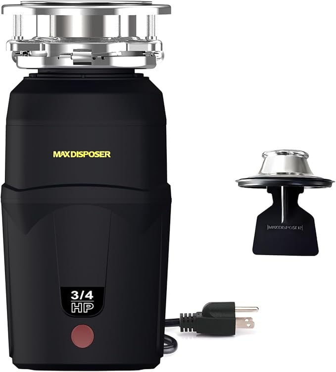 Garbage Disposal 3/4 HP for Kitchen sink Quiet with Power Cord, Easy install, Food Waste Disposer Stainless Steel Grind 0.75 Horsepower (A600)