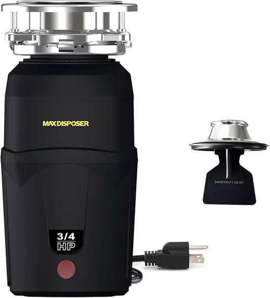 Garbage Disposal 3/4 HP for Kitchen sink Quiet with Power Cord, Easy install, Food Waste Disposer Stainless Steel Grind 0.75 Horsepower (A600)