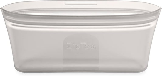 Zip Top Reusable Food Storage Bags | Snack Bag [Gray] | Silicone Meal Prep Container | Microwave, Dishwasher and Freezer Safe | Made in the USA