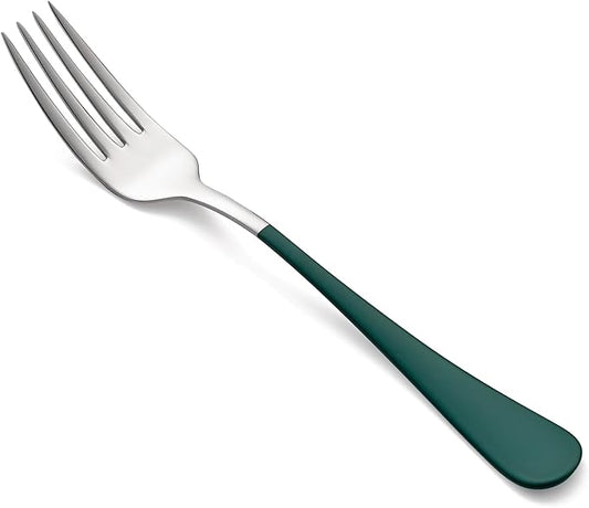 Green Dinner Fork, 18/0 Green handle Stainless Steel Satin Finish 8.1-inch Silverware Flatware Fork Set, Set of 24, Dishwasher SafG