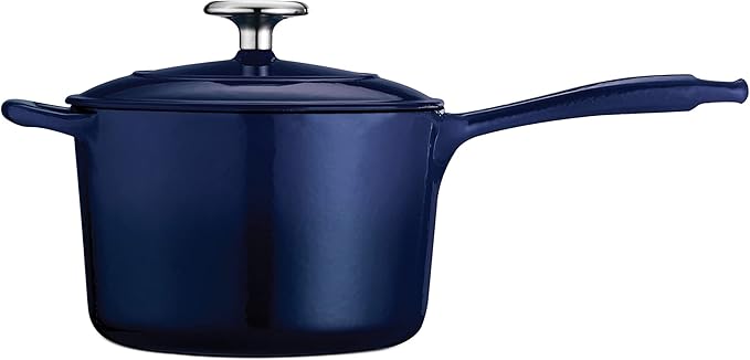 Tramontina Bestow Enameled Cast Iron Sauce Pan with Lid, 2.5-quart, Blue