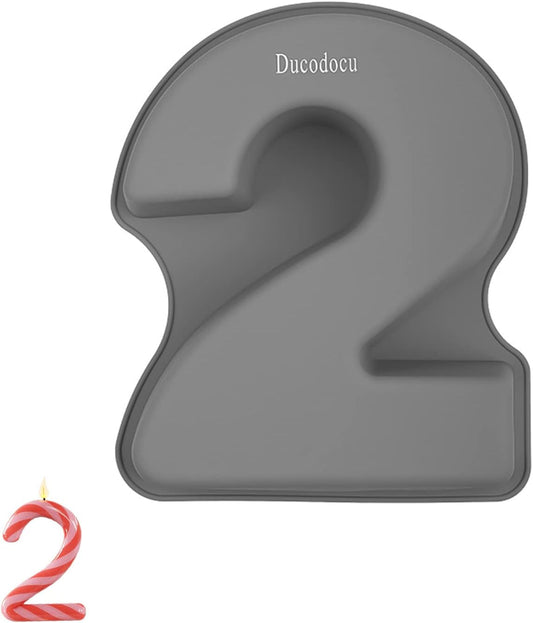 Ducodocu Silicone Cake Pans 3D Large Number Cake Mould Novelty Cake Tins DIY Baking Mold for Birthday Wedding Anniversary 10 inch Number of 2