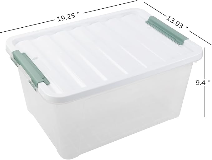 36 Quart Large Plastic Storage Box, Clear Plastic Storage Totes, 4 Packs