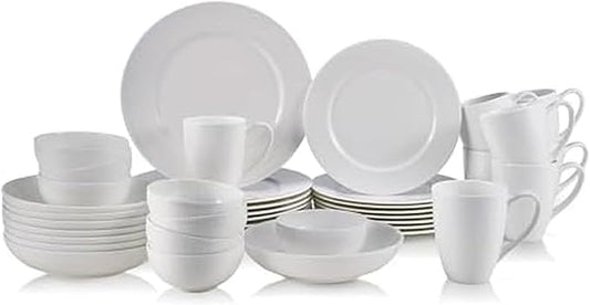 Mikasa Annabelle Bone China 40-Piece Dinnerware Set, Service for 8, Lightweight and Chip-Resistant White Porcelain with Elegant Design