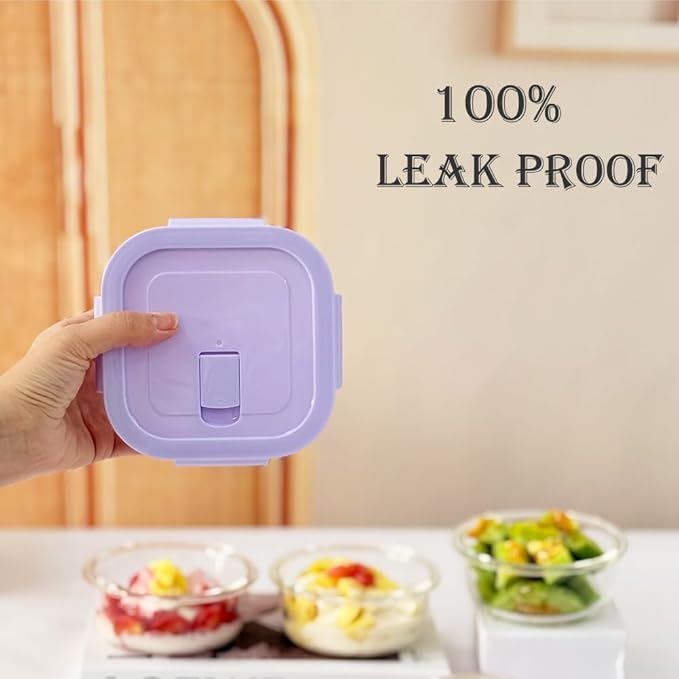 8 Pcs Square Glass Food Storage Container with Lids, 16OZ Square Glass Meal Prep Containers Set, 2 Cup glass Food Storage for Lunch Salad, Microwave, Oven, Freezer, Dishwasher Safe (4 Pack)