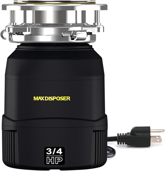 Small Garbage Disposal 3/4 HP for Kitchen sink Quiet with Power Cord, Continuous Feed Food Waste Disposer Stainless Steel Grind 0.75 Horsepower, Easy to install