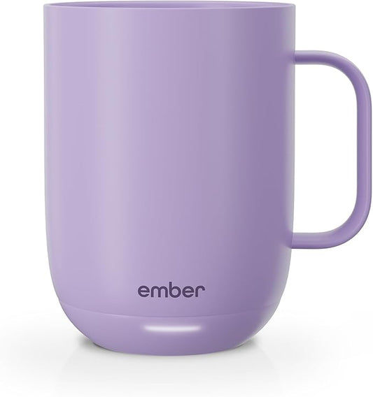 Ember Temperature Control 14oz Smart Mug 2, App-Controlled and Rechargeable Heated Coffee Cup Warmer with Intelligent LED Display, Lavender.