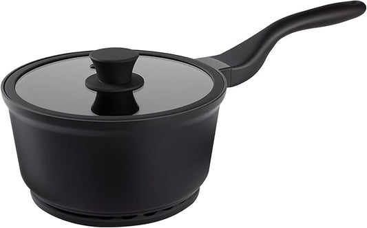 Nonstick Saucepan with Lid，2.4 Quart Ceramic Glaze Coated Small Pot, Anti-Detachment Design of The Handle “Design of The Heat Exchange Space at The Bottom of The Pan” PFOA PFOS Free