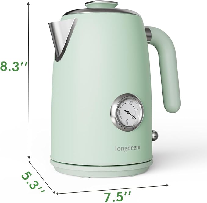 LONGDEEM 1L Small Electric Kettles Stainless Steel, Portable Travel Mini Hot Water Boiler Heater, Cool Touch Teapot, Auto Shut-Off & Boil-Dry Protection for Cooking, Business Trip and More, Green