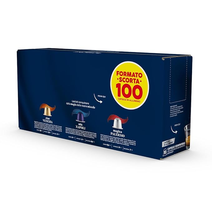 Caffe Borbone Aluminum Coffee Pods, Ciao Venezia, Medium Roast, Full-Bodied and Sweet, Genuine Italian Espresso - Compatible with Nespresso Original, NOT compatible with Vertuo - 100 Count