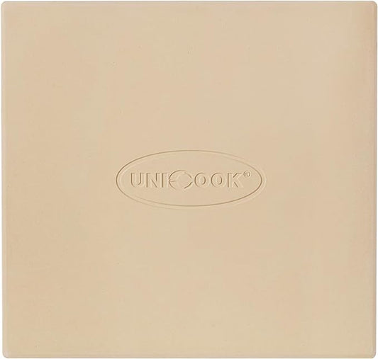 Unicook Pizza Stone for Oven and Grill, Square Baking Stone 12 Inch, Cordierite Cooking Oven Stone, Thermal Shock Resistant Pizza Pan for Pizza, Bread, Including Dough Scraper