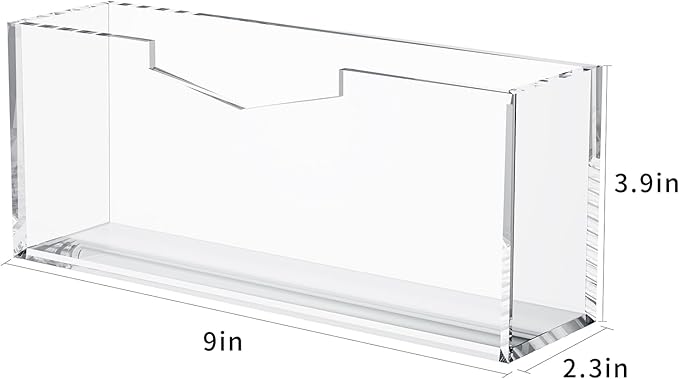 HELPLEX Clear Acrylic Guest Towel & Napkin Holder - Waterproof Splash-Proof Vertical Design for Bathroom, Kitchen, Dining Table - Home Hotel Office Organizer (2-Pack)