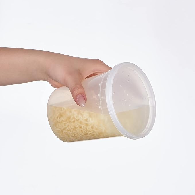 32 oz. Plastic Deli Containers With Lids, 24 Sets - Leakproof, Stackable, BPA Free, Microwavable, Freezer Safe (Formerly FULING)