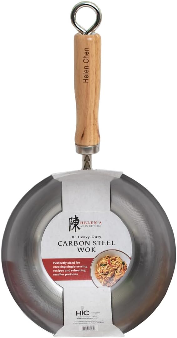 Helen's Asian Kitchen Wok, Carbon Steel, 8-Inch, for Single-Serve or Smaller Portions