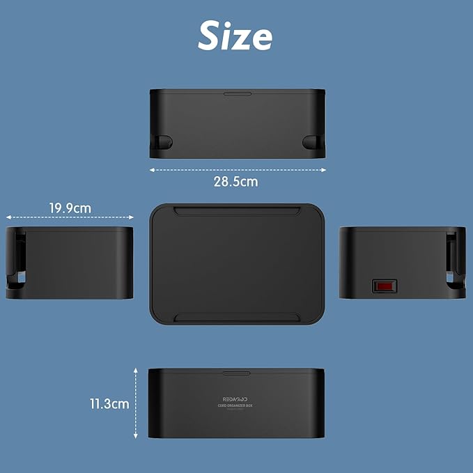 Power Strips with Cable Management Box,Redagod Surge Protector with 8 Outlets 3 USB Ports with Switch Control,6.6 ft Plug Extension Cord,Power Cord Organizer Charging Station for Dorm, Office, Home