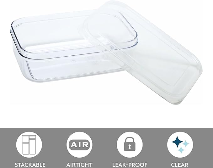Lustroware Micro Clear Transparent Food Storage Containers with Lids – Large Capacity BPA-Free, Shatterproof, Dishwasher & Microwave Safe, 2.3 qt Refrigerator Organizer Bins, Made in Japan, Set of 6