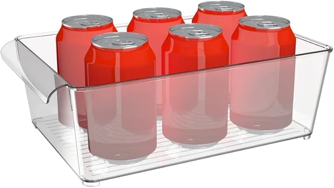 Fridge Fruit Storage Containers Stackable Fruit And Vegetable Storage For Refrigerator - Pantry Bins With Handle - Clear Plastic, BBA-free, 11.8" W x 7.9" D x 3.9" H