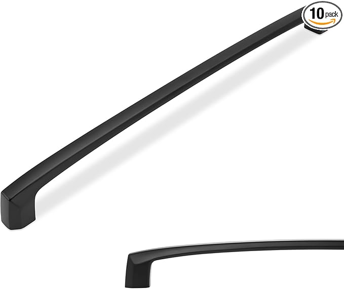 10 Pack 10 Inch Kitchen Cabinet Handles Matte Black Cabinet Pulls Zinc Alloy Drawer Pulls Solid Kitchen Hardware