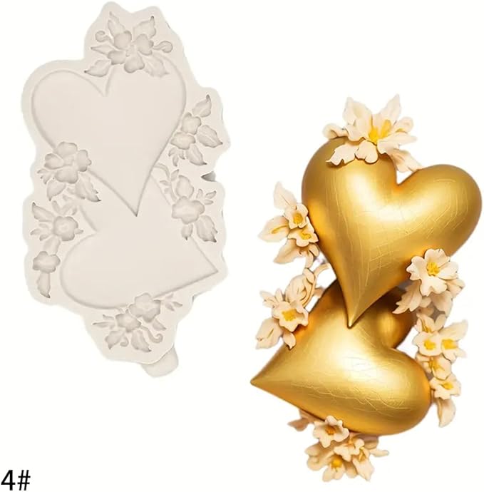 (Four-piece set) Love swan key, lock, apple girl, DIY silicone mold, cake chocolate mold wedding cake decoration tool soft cake