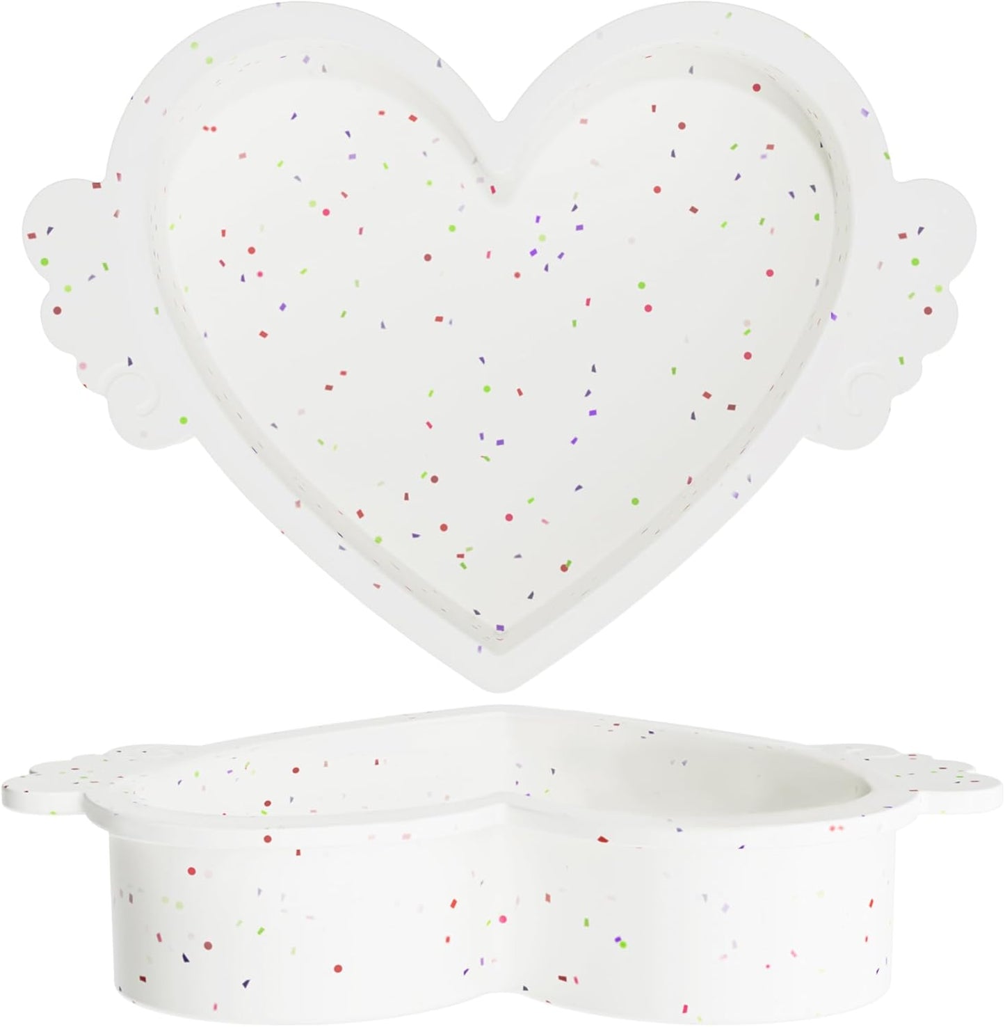 8 Inch Heart Shaped Cake Pans with Metal Reinforced Frame Nonstick Silicone Heart Cake Molds for Baking Set of 2 (Cream)