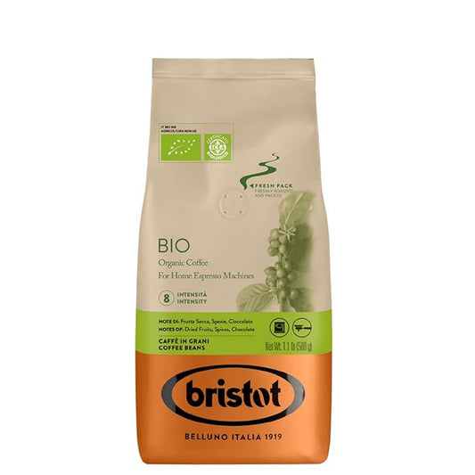 Bristot Bio Organic Italian Espresso Beans | Italian Whole Beans | Medium Roast | 1.1lb/500g