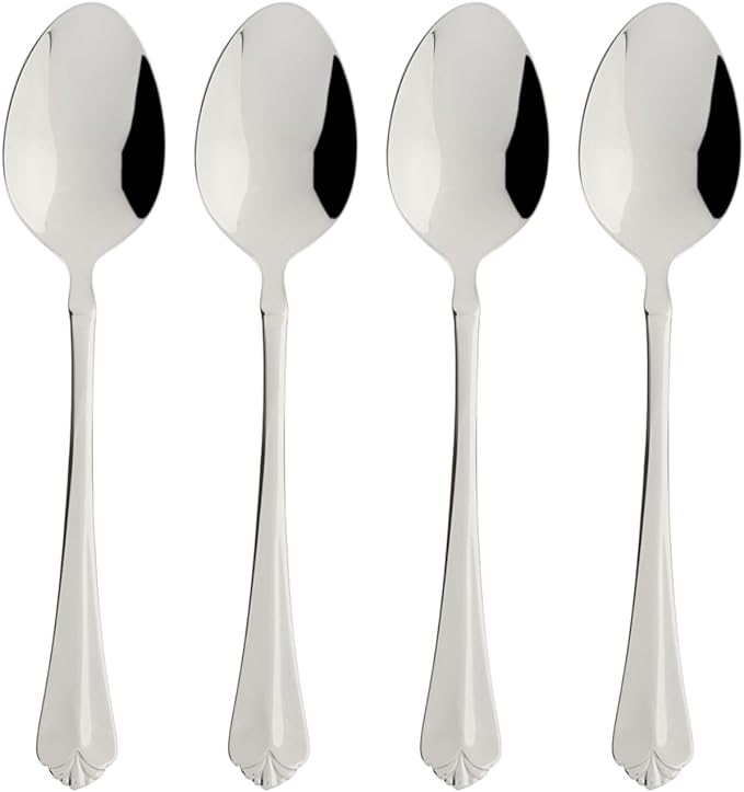 Oneida Silverware Set, Juilliard Fine Flatware 4-Piece Teaspoon Set, Service For 4, Rust Resistant 18/10 Stainless Steel, Dishwasher Safe, Mirror Finish, Home And Kitchen Utensils (Silver 4 Piece)