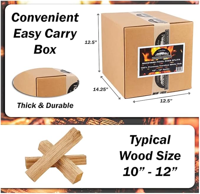 Pizza Oven Wood 12 Inch Naturally Cured White Oak Splits Cooking Wood for Free Standing Ovens 1650 Cubic Inches (Cherry)