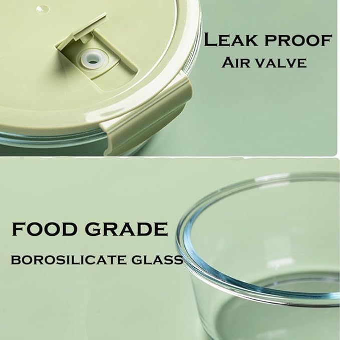 12OZ Round Glass Food Storage Containers With Lids, 1.5 Cup Round Meal Prep Containers with Lid BPA-Free, Small Glass Food Bowl for Soup Leftover, Microwave, Dishwasher, Freezer Safe-4 Pack