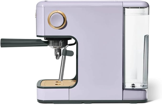 Beautiful Slim Espresso Maker by Drew Barrymore – 20‑Bar Pressure, Dual‑Spout 52 mm Portafilter, 50 oz Removable Tank, 2‑in‑1 Steam Wand & Touch Controls (Lavender)