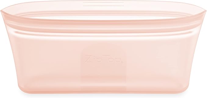 Zip Top Reusable Food Storage Bags | Snack Bag [Peach] | Silicone Meal Prep Container | Microwave, Dishwasher and Freezer Safe | Made in the USA