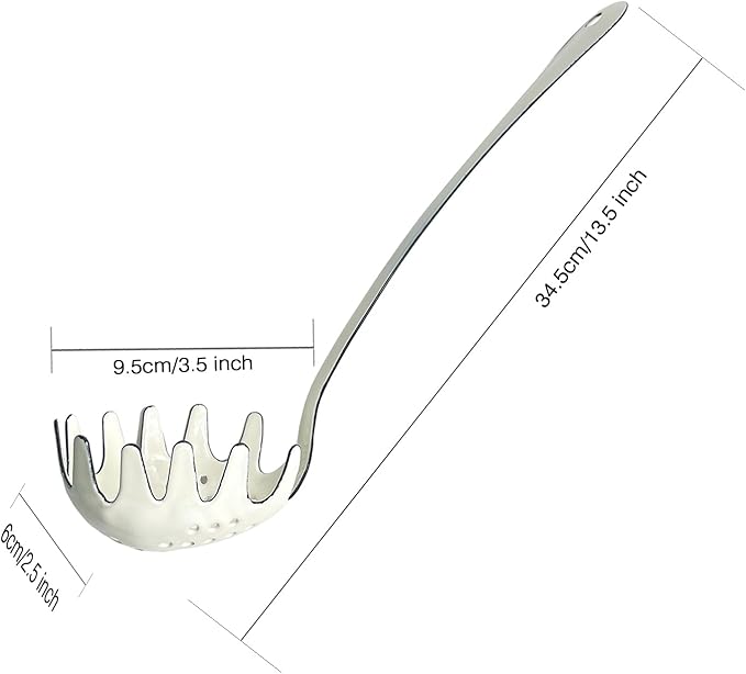 Life & More Robust 13.5Inch Pasta Server with Teeth - Spaghetti Spoon and Fork for Noodles, Scoop, and Serve
