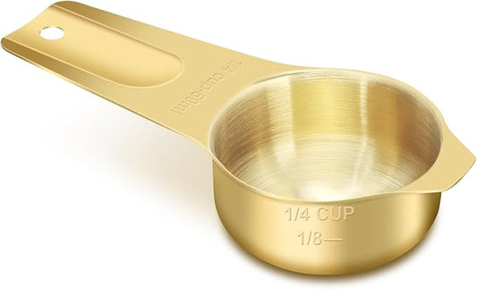 1/4 Cup (60 ml | 2 oz | 60 cc) Stainless Steel Measuring Cup, Metal Measuring Cup for Cooking & Baking(Gold)