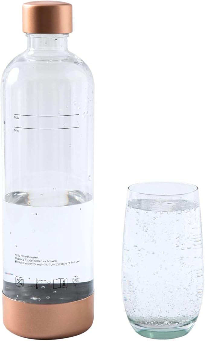 GreatWhip 1L Sparkling Water Bottles Reusable BPA Free Soda Bottle for Soda Machine, Sparkling Water Makers (Gold, 1Pack)