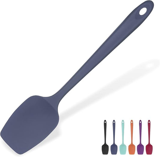 Heat Resistant Silicone Spoon Spatula: U-Taste 600ºF High Heat Flexible 11.38in Silicon Mixing Stirring Cooking Scraping Baking Bowl Scraper Seamless Spreader for Nonstick Cookware (Midnight Blue)
