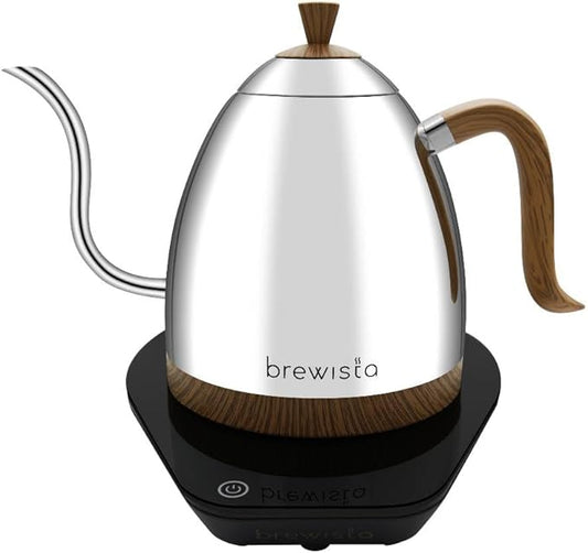 Brewista Artisan Electric Gooseneck Kettle, Water Boiler with LCD Panel, Precise Temperature Control, Fast Boiling and Keep Warm Settings for Pour-Over Coffee & Tea, Café, 1 Liter (Mirror Polished)