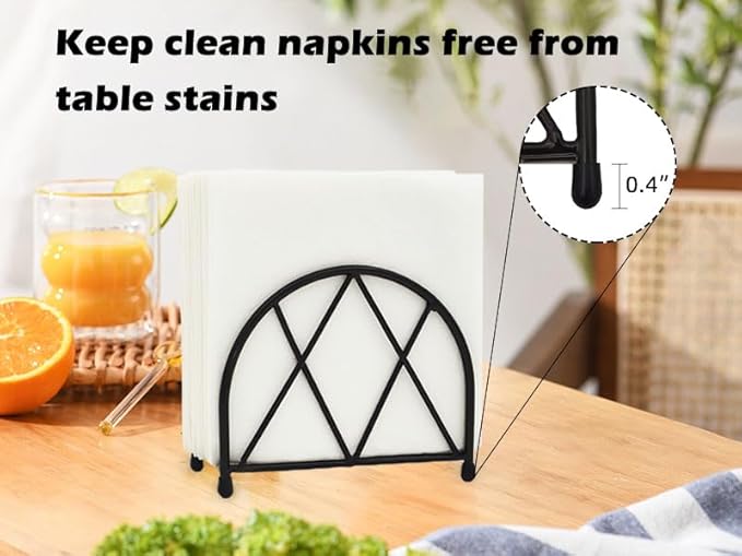 Black Napkin Holder for Table, Modern Minimalist Large Metal Napkin Holder for Home Kitchen Restaurant Cocktail Bar Décor