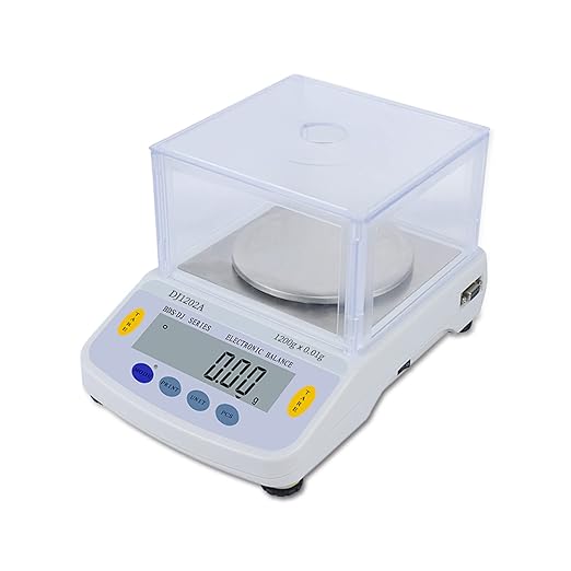 Precision Lab Scale 1200gx0.01 Gram Resolution, 10mg LCD Lab Analytical Scale/Kitchen Scale/Medicine Scale/Industrial Scale/Gold Scales（Support Printing）