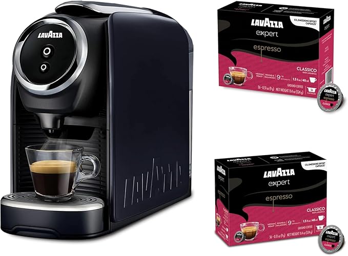 Lavazza Classy Mini Coffee Maker – 72 Count Classico Espresso Capsules – Compact Single-Serve Machine for Espresso & Lungo – Compatible Expert Pods