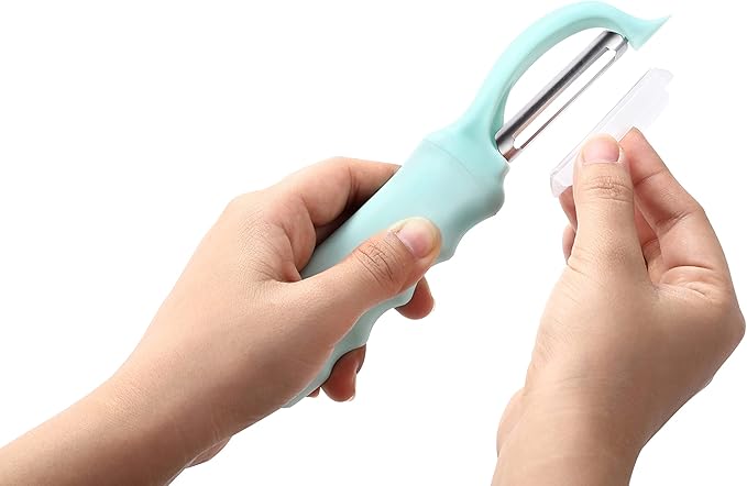 Spring Chef Premium Swivel Vegetable Peeler with Soft Grip Handle & Ultra Sharp Blades - Stainless Steel Potato Peeler - Kitchen Gadgets for Veggie, Fruit, Carrot, Apple, Cucumber - Mint