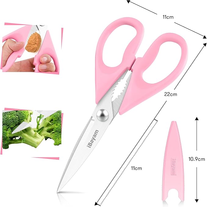 Gifts for Women, Mom, Wife, Girlfriend, Sister, Her - Happy Birthday, Halloween, Christmas Day, Mothers Day Gifts, iBayam Kitchen Scissors Heavy Duty Meat Poultry Shears Dishwasher Safe, Pink Stuff