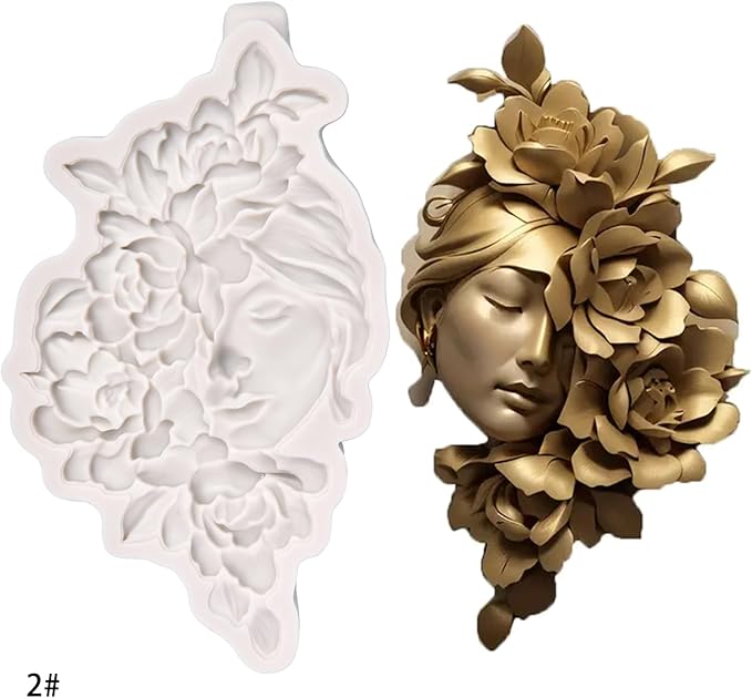(Four-piece set) Flower girl portrait relief, DIY silicone mold, cake chocolate mold wedding cake decoration tool soft cake mold