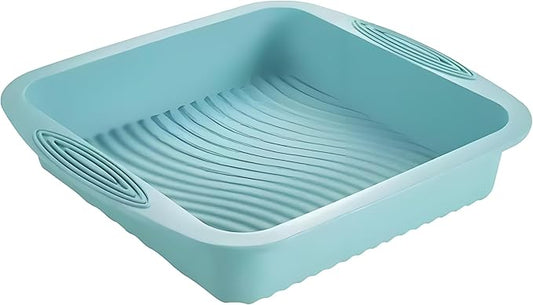 Thickened Silicone Bundt Cake Pan and Moldes Para Gelatinas, Heavy Duty Cake Mold for Baking, BPA Free, Mint Green (Rectangle 10"x10" / 1Pcs)