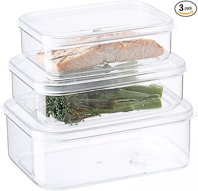 Lustroware 3 Set, Micro Clear Kitchen Pantry Food Storage Container Set with Lid, Shatterproof, BPA Free, Dishwasher, Microwave Safe Canister, Fridge Refrigerator Organizer (1.0qt / 1.4qt / 2.3qt)