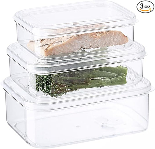 Lustroware 3 Set, Micro Clear Kitchen Pantry Food Storage Container Set with Lid, Shatterproof, BPA Free, Dishwasher, Microwave Safe Canister, Fridge Refrigerator Organizer (1.0qt / 1.4qt / 2.3qt)