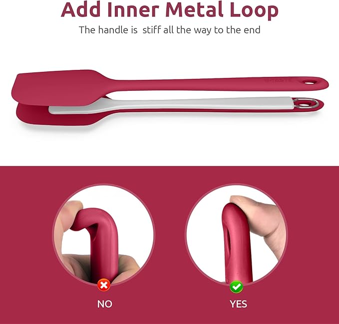 14in Extra Large Silicone Spatula: U-Taste 600ºF Heat Resistant Flexible Silicon Mixing Stirring Cooking Scraping Baking Bowl Scraper Seamless Spreader for Kitchen Nonstick Cookware (Red)