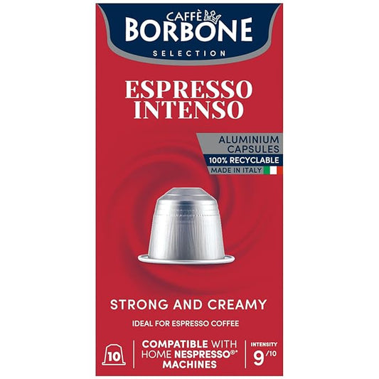 Caffe Borbone Aluminum Coffee Pods Compatible with Nespresso Original Machines, Espresso Intenso, Medium Roast, Strong and Creamy, Genuine Italian Coffee - 50 Count
