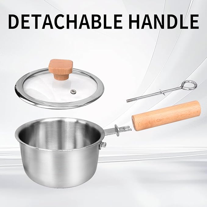 Sauce Pan with Lid, Amafox 1.5QT Stainless Steel Saucepan, Uncoated Non-toxic Sauce Pot with Detachable Handle, Small Pot with Induction Base for Most Cooktops, Dishwasher Safe