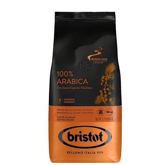 Bristot 100% Arabica Espresso Beans | Italian Espresso Beans | Medium Roast | 1.1lb/500g